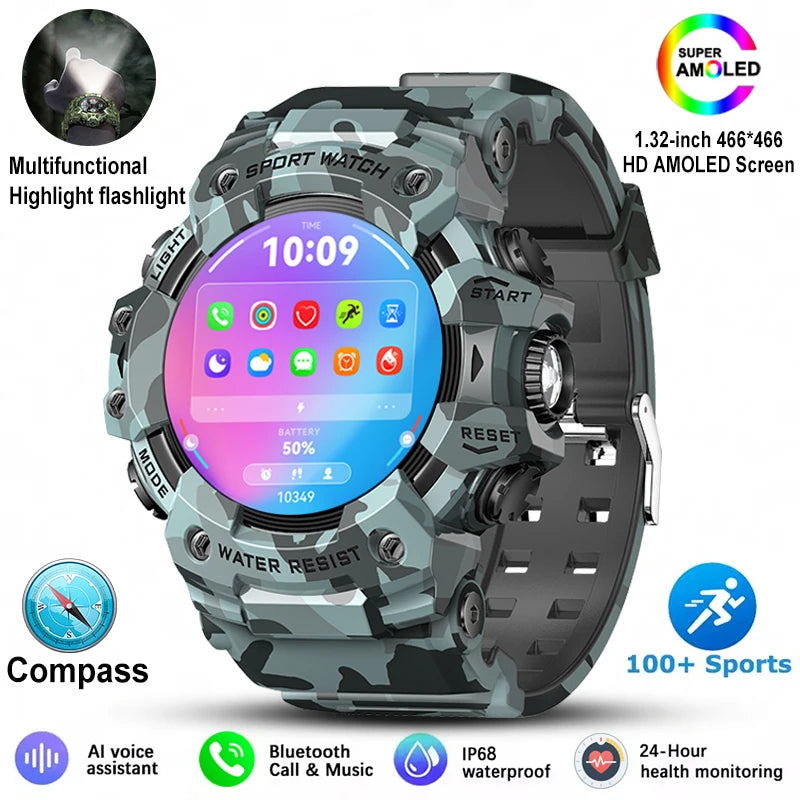 Military Sports Smartwatch – Outdoor & Bluetooth Calling