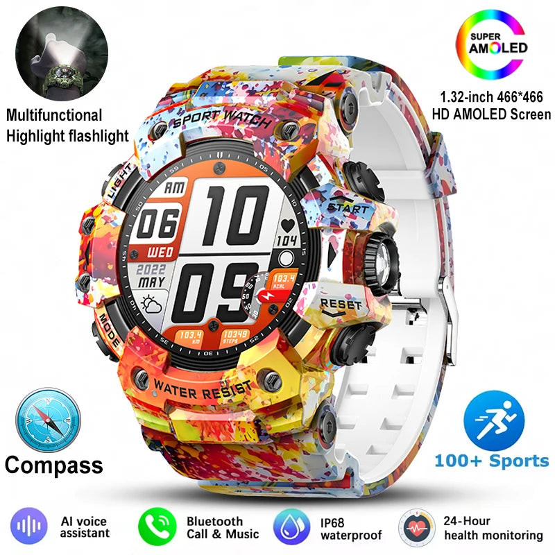 Military Sports Smartwatch – Outdoor & Bluetooth Calling