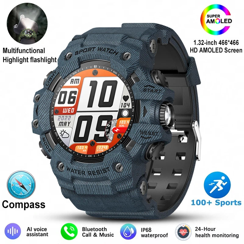 Military Sports Smartwatch – Outdoor & Bluetooth Calling