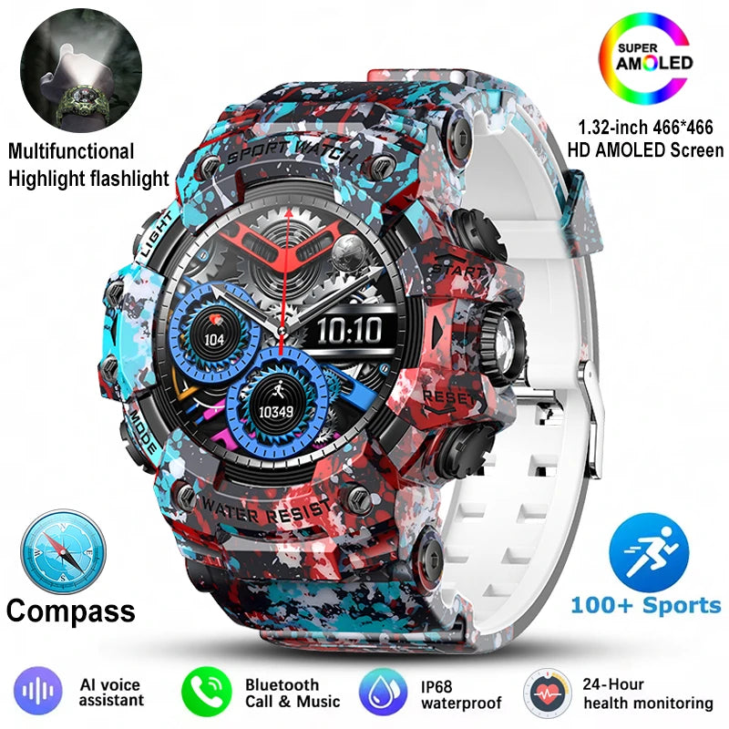 Military Sports Smartwatch – Outdoor & Bluetooth Calling