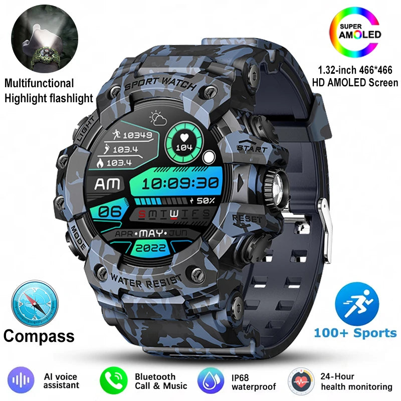 Military Sports Smartwatch – Outdoor & Bluetooth Calling