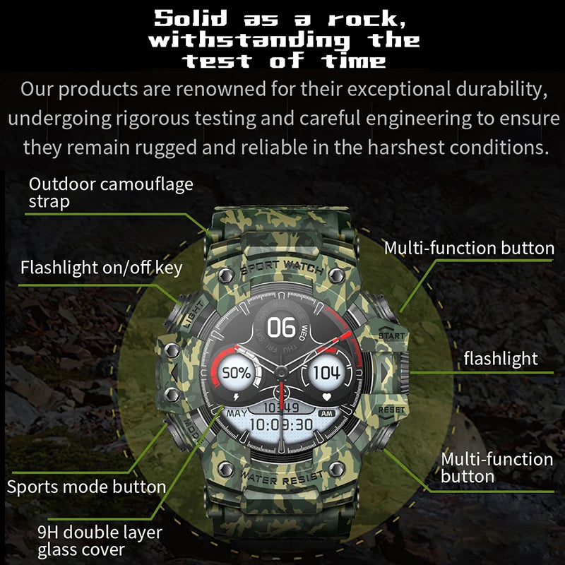 Military Sports Smartwatch – Outdoor & Bluetooth Calling
