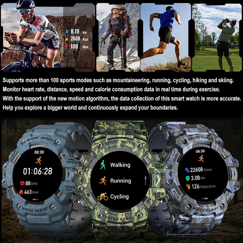 Military Sports Smartwatch – Outdoor & Bluetooth Calling